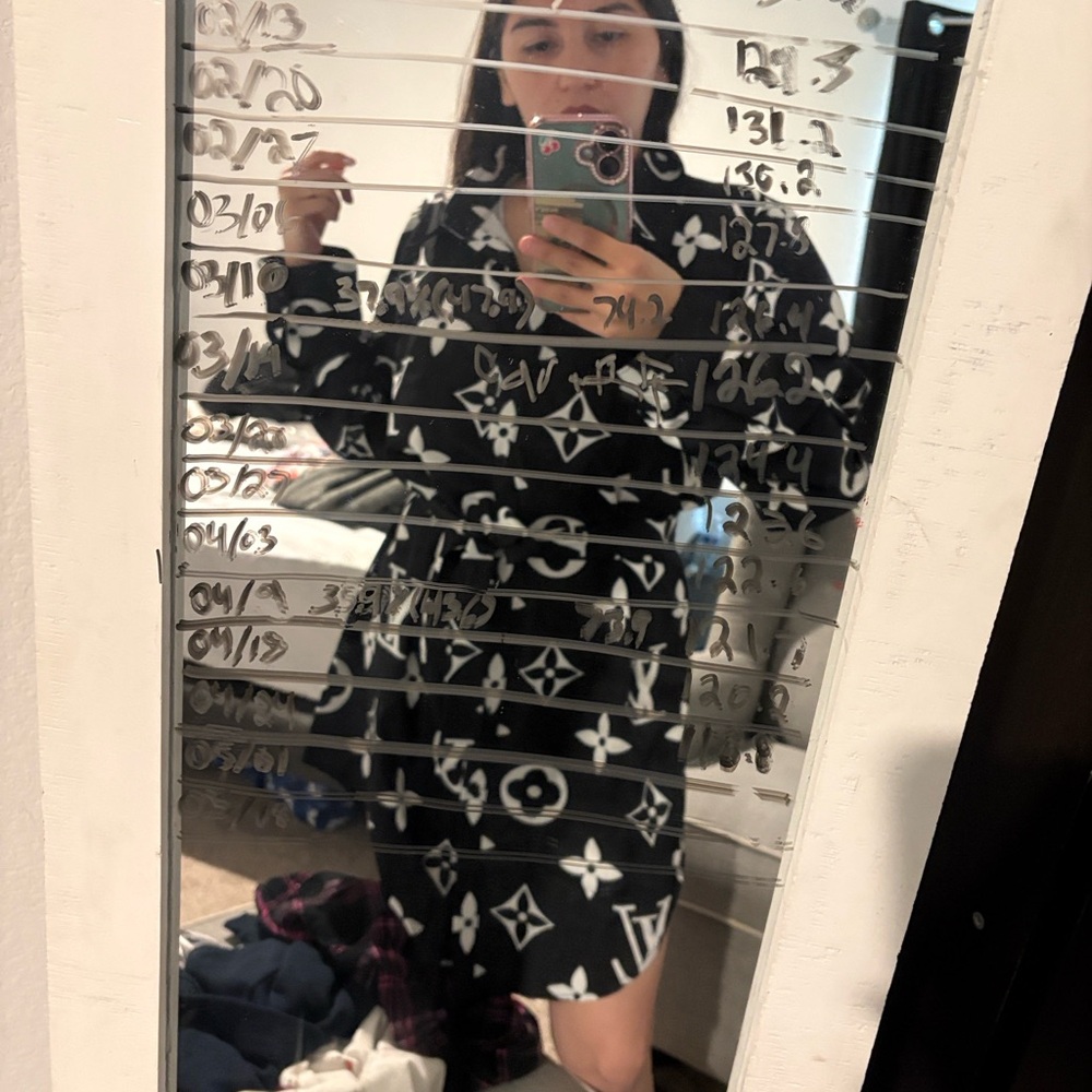 Black Logo-Print Midi Dress - Black & White - Picture 2 of 3